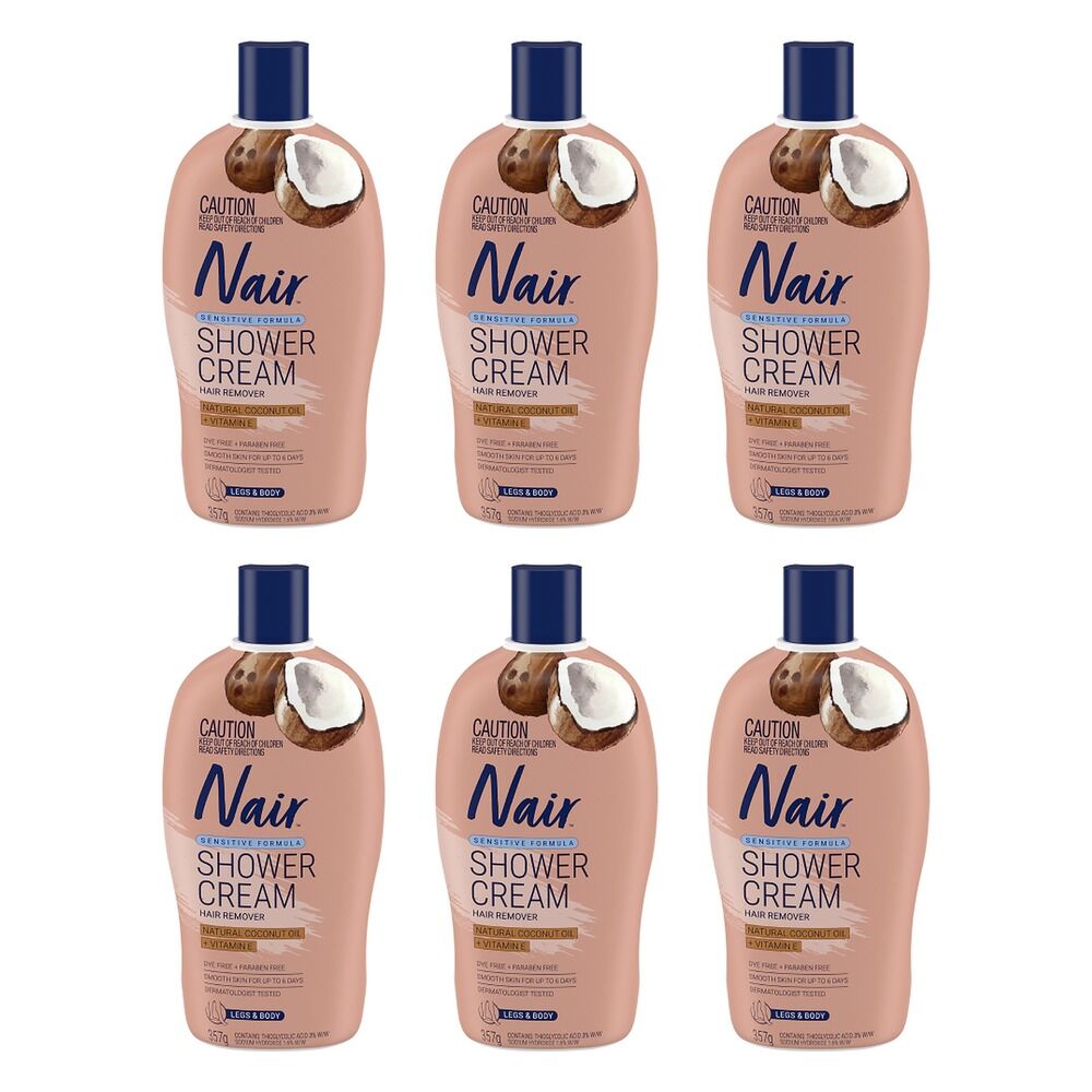 Nair Sensitive Shower Cream Hair Remover Legs & Body 357g Pack of 6