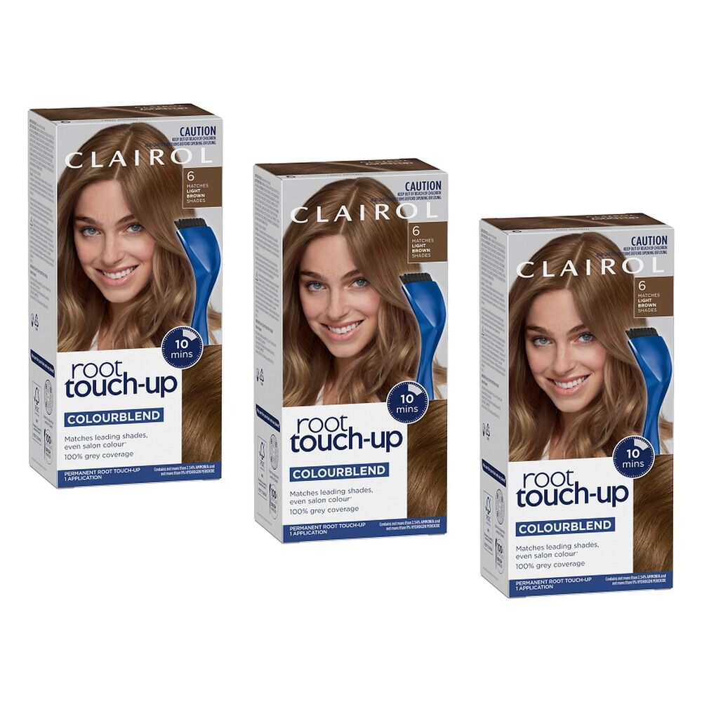 Clairol Root Touch-Up 6 Light Brown Permanent Hair Colour Pack of 3