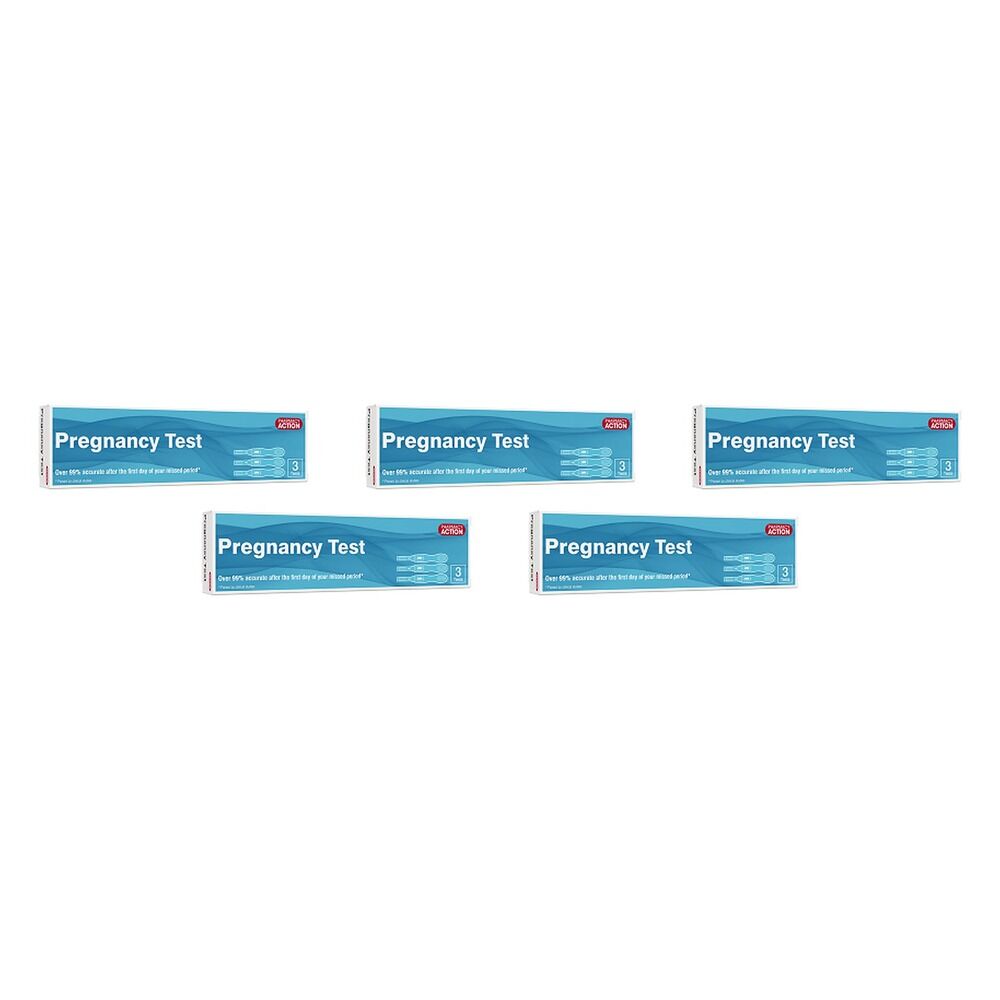 Pharmacy Action Pregnancy Test 3 Pack Bundle of 5