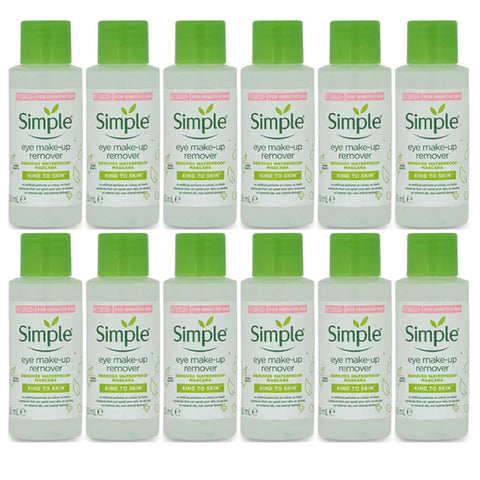 Simple Eye Make Up Remover 50ml Travel Size x 12 Value Pack