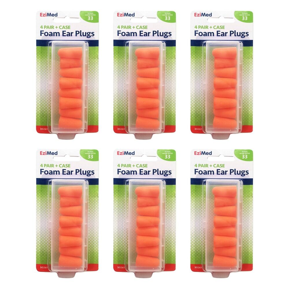Amcla EziMed Sound Tamer Foam Ear Plugs 4 Pairs Pack of 6