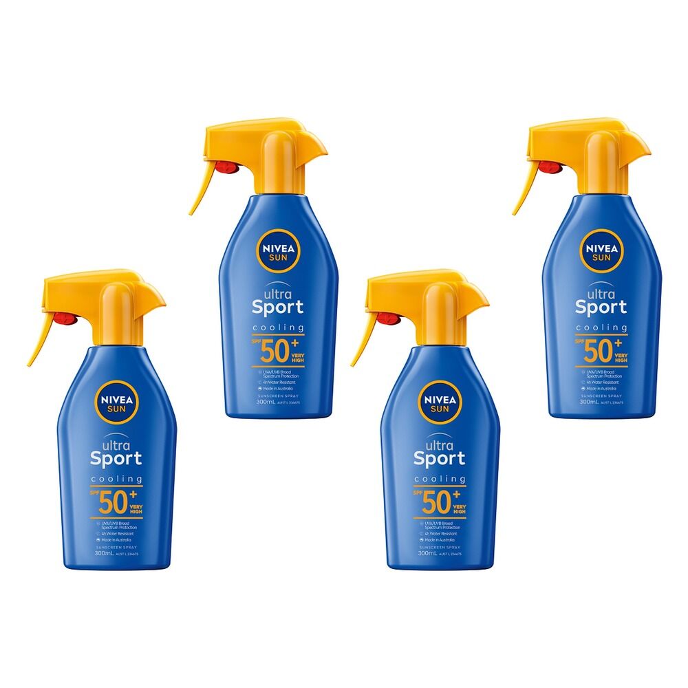 NIVEA Sun Ultra Sport Cooling Sunscreen Spray SPF50+ 300mL Pack of 4