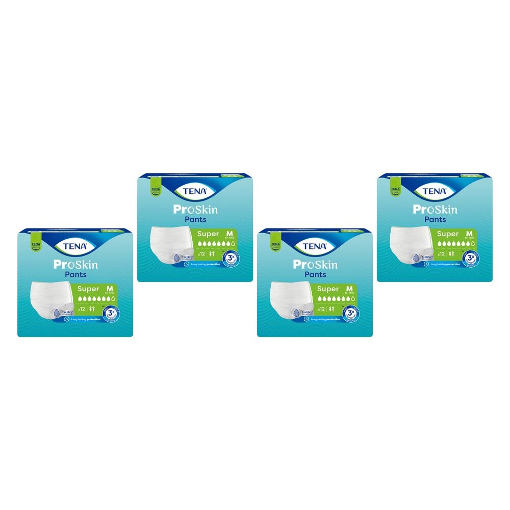Tena ProSkin Pants Super M 12 Pack x 4 Bundle of 4