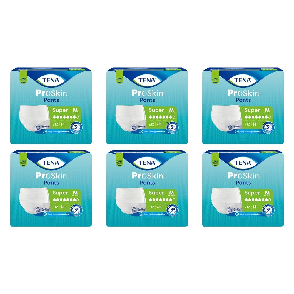 Tena ProSkin Pants Super M 12 Pack x 4 Bundle of 6