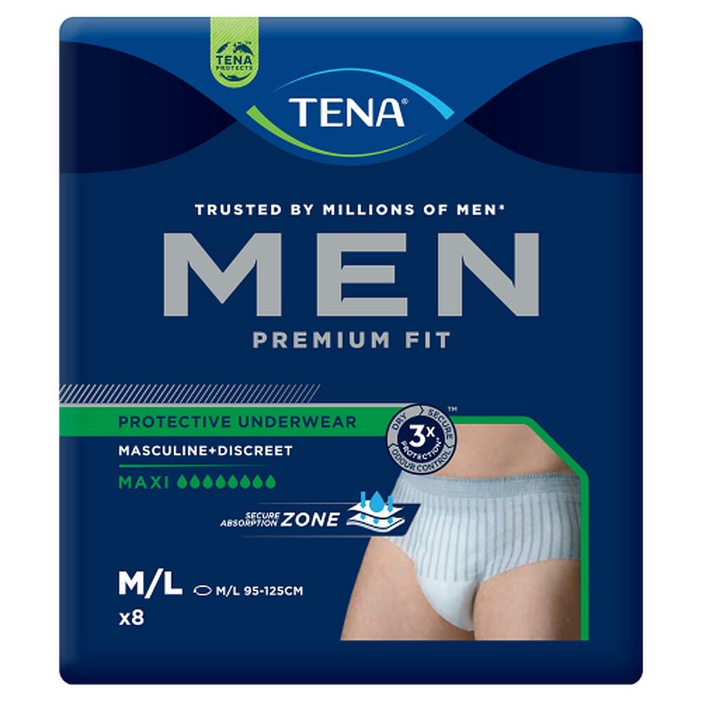 Tena Men Premium Fit Protective Underwear Maxi M/L 8 Pack x 3