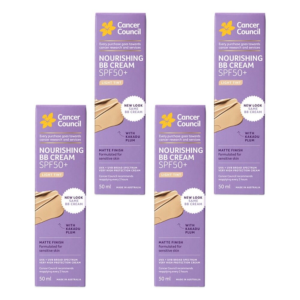 Cancer Council Face Day Wear BB Cream SPF 50+ Light Tint 50mL Pack of 4