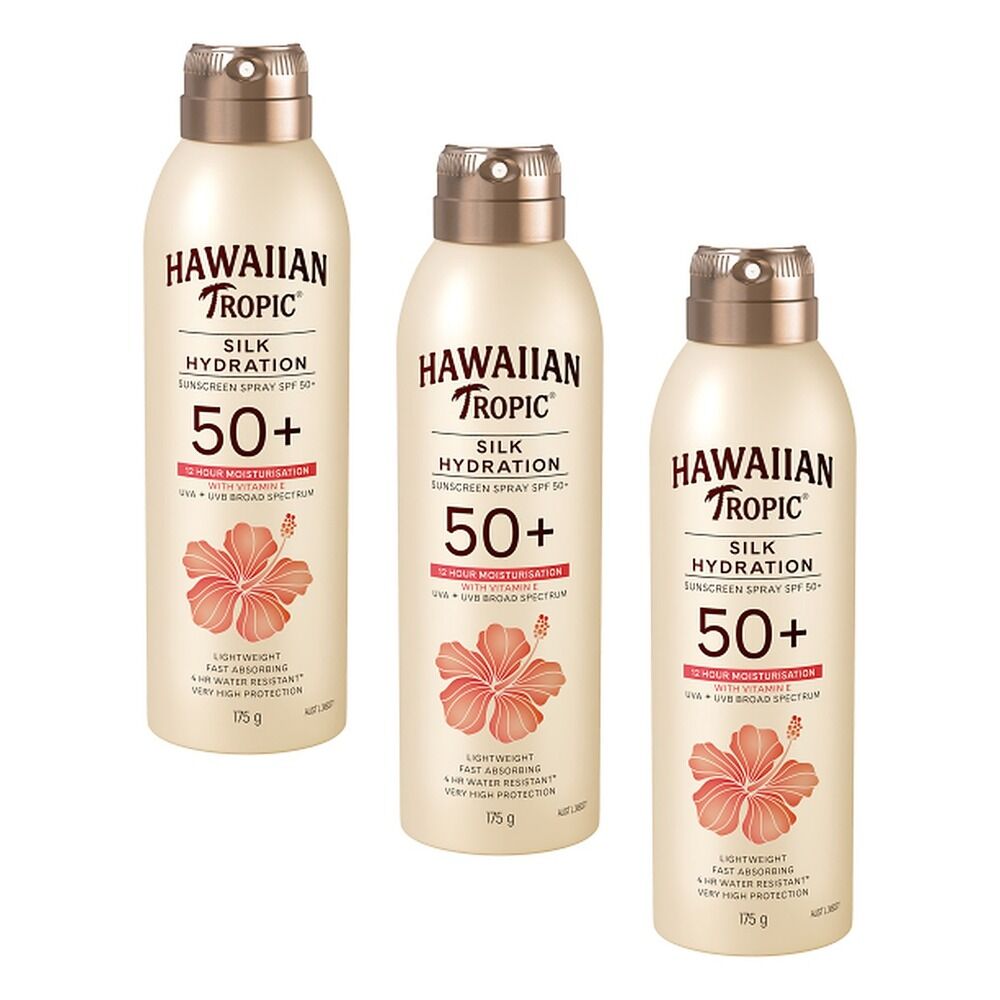 Hawaiian Tropic Silk Hydration Spray SPF50+ 175g Pack of 3