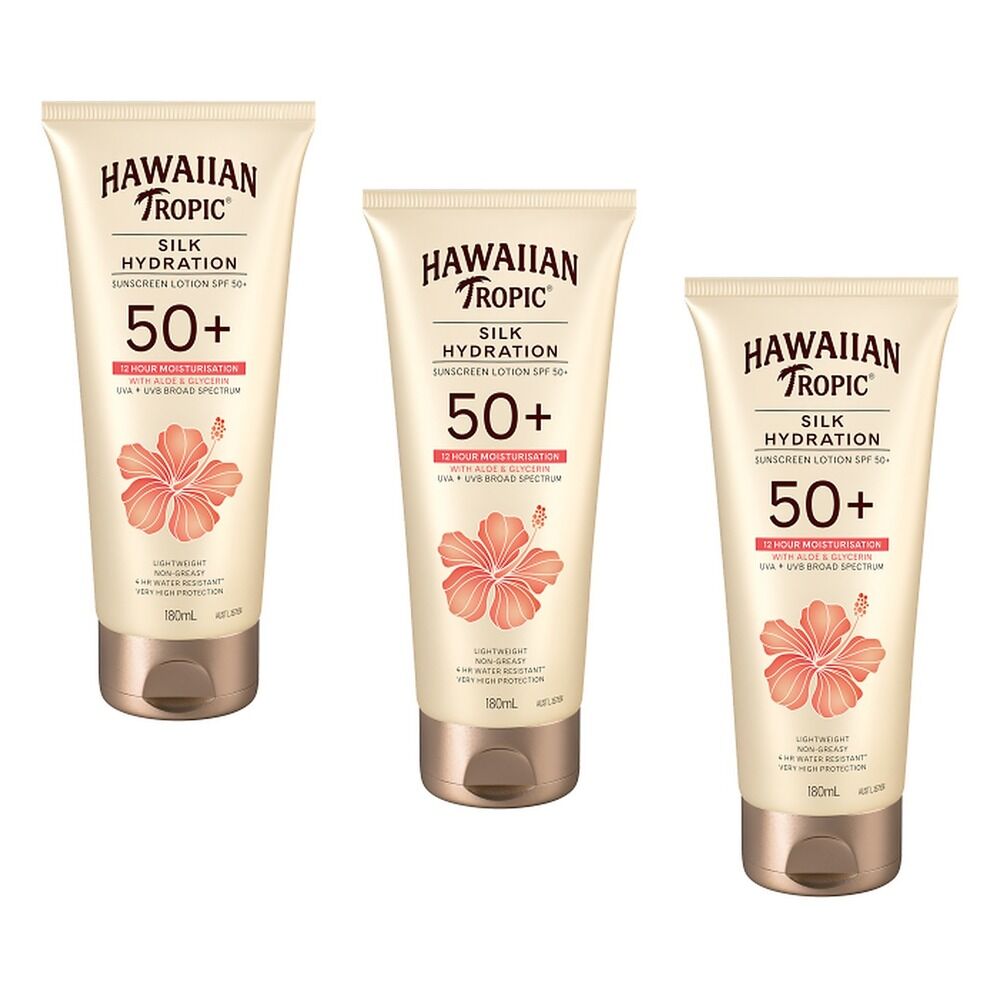 Hawaiian Tropic Silk Hydration Lotion SPF50+ 180mL Pack of 3
