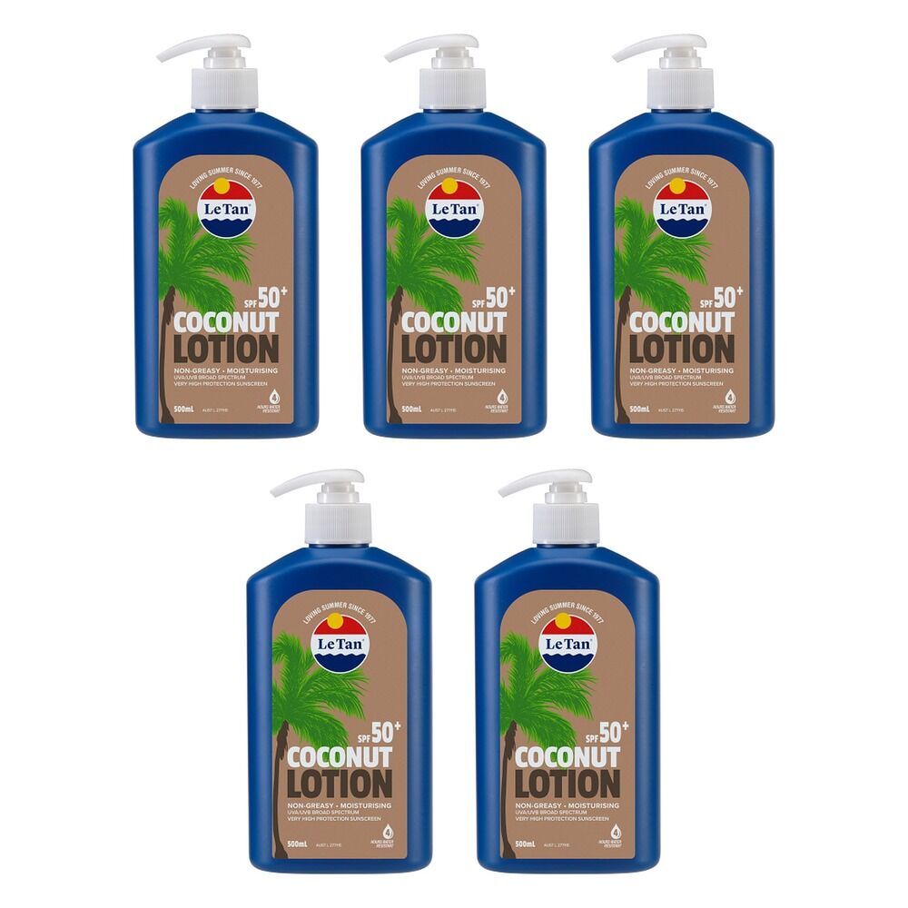 Le Tan Coconut Sunscreen Lotion SPF50+ 500mL Pack of 5