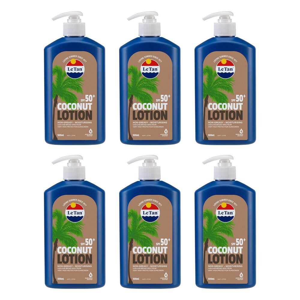 Le Tan Coconut Sunscreen Lotion SPF50+ 500mL Pack of 6