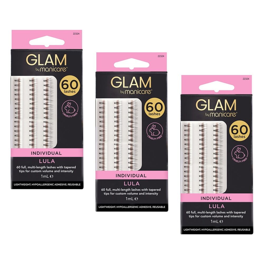 Glam by Manicare Lula Individual Lashes 60 Pack Bundle of 3