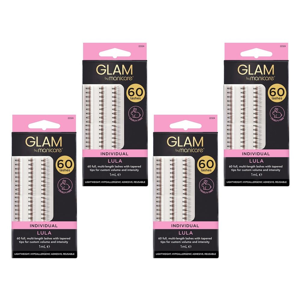 Glam by Manicare Lula Individual Lashes 60 Pack Bundle of 4