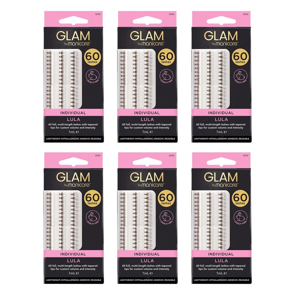Glam by Manicare Lula Individual Lashes 60 Pack Bundle of 6