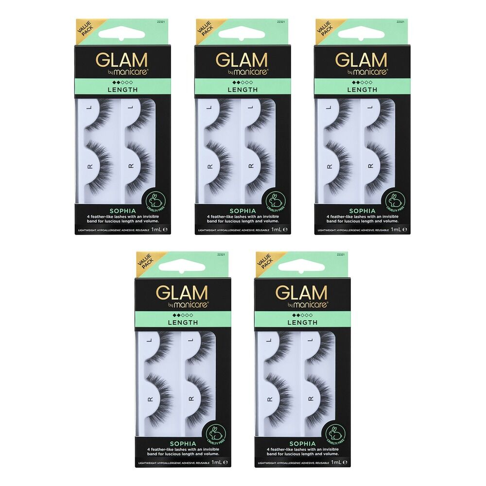 Glam by Manicare Sophia Mink Effect Lashes 2 Pairs Pack of 5