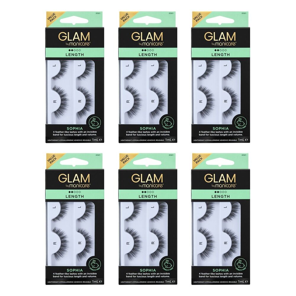 Glam by Manicare Sophia Mink Effect Lashes 2 Pairs Pack of 6