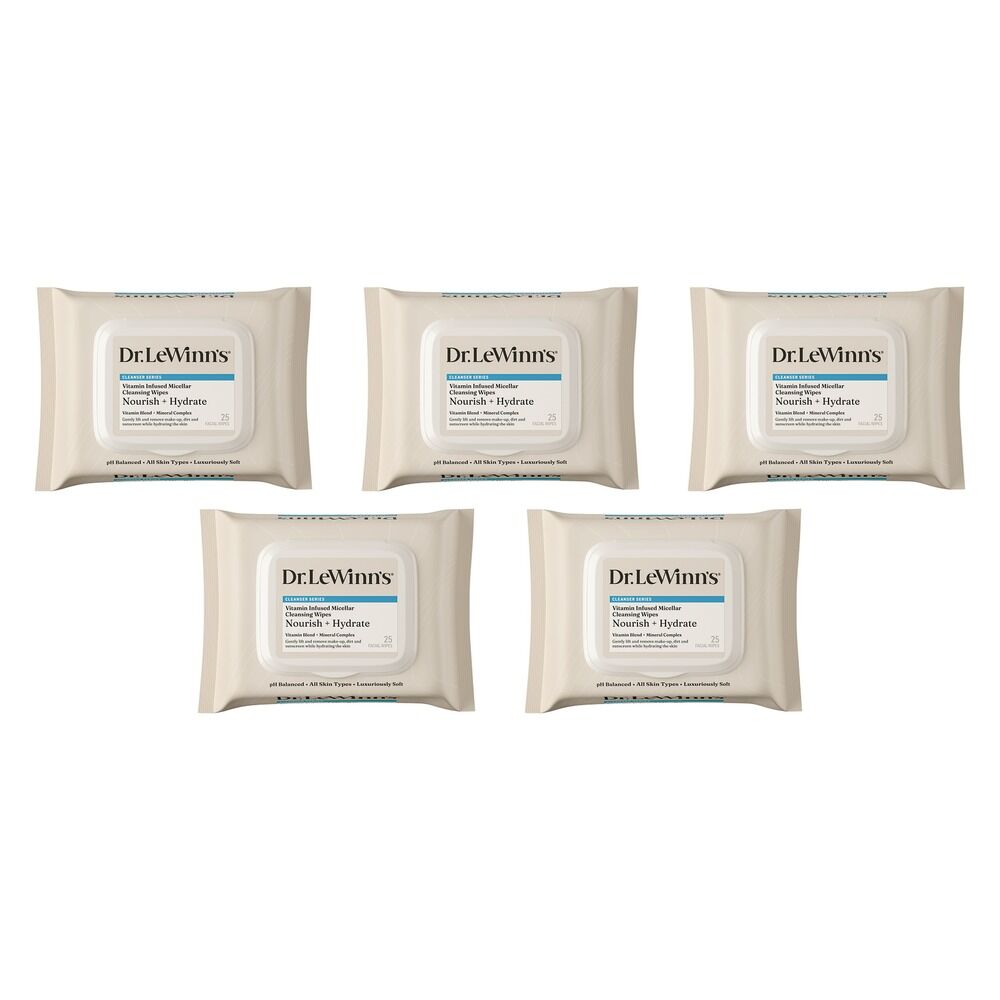 Dr. LeWinn's Private Formula Vitamin Infused Micellar Wipes 25 Pack Bundle of 5