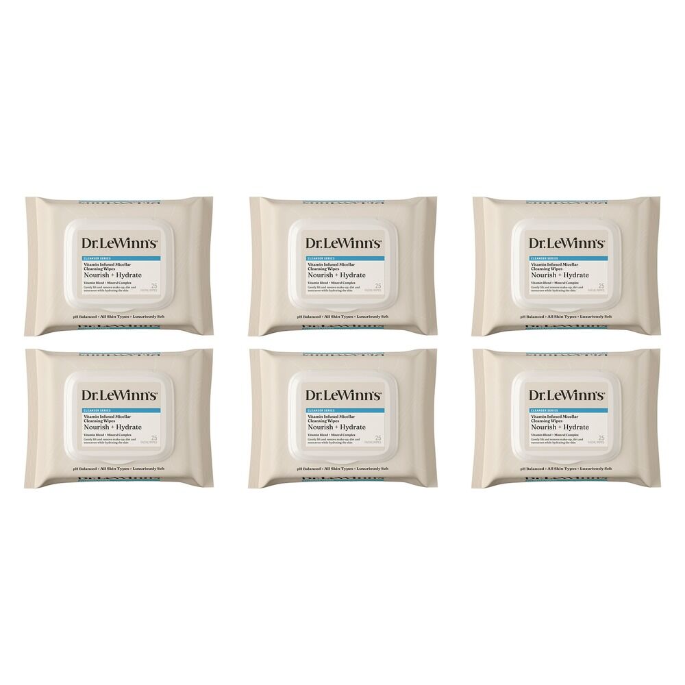 Dr. LeWinn's Private Formula Vitamin Infused Micellar Wipes 25 Pack Bundle of 6