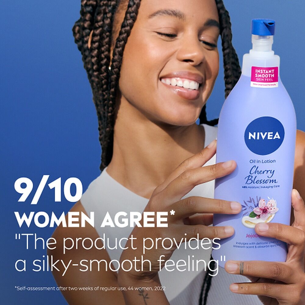 NIVEA Cherry Blossom & Jojoba Oil Body Lotion, 48h Moisture, 400mL