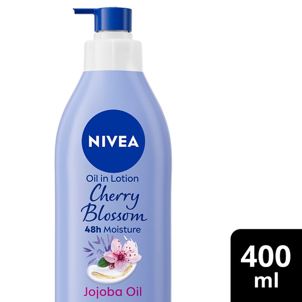 NIVEA Cherry Blossom & Jojoba Oil Body Lotion, 48h Moisture, 400mL