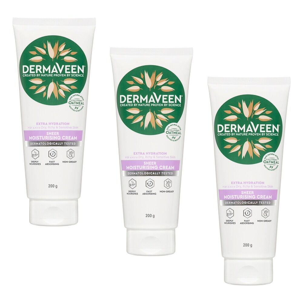 DermaVeen Extra Hydration Sheer Moisturising Cream 200g Pack of 3