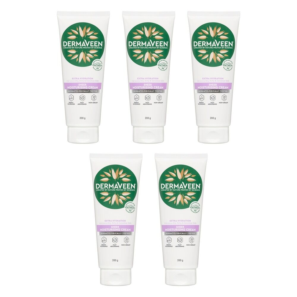 DermaVeen Extra Hydration Sheer Moisturising Cream 200g Pack of 5