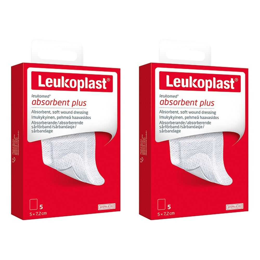Leuko Leukomed Sterile Post-Op Wound Dressing 5cm x 7.2cm 5 Pack Bundle of 2