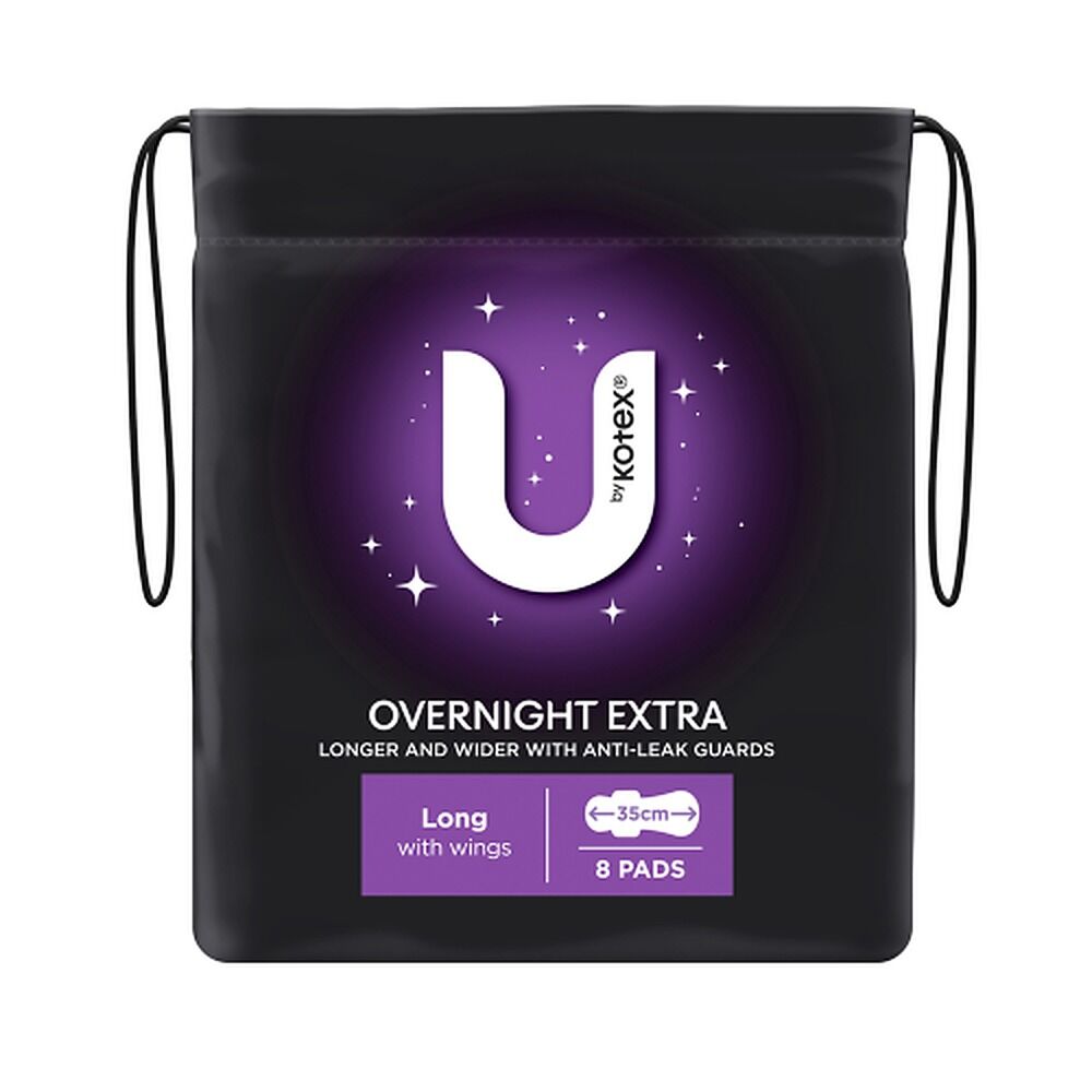 U By Kotex Overnight Extra Long Pads with Wings 8 Pack x 4