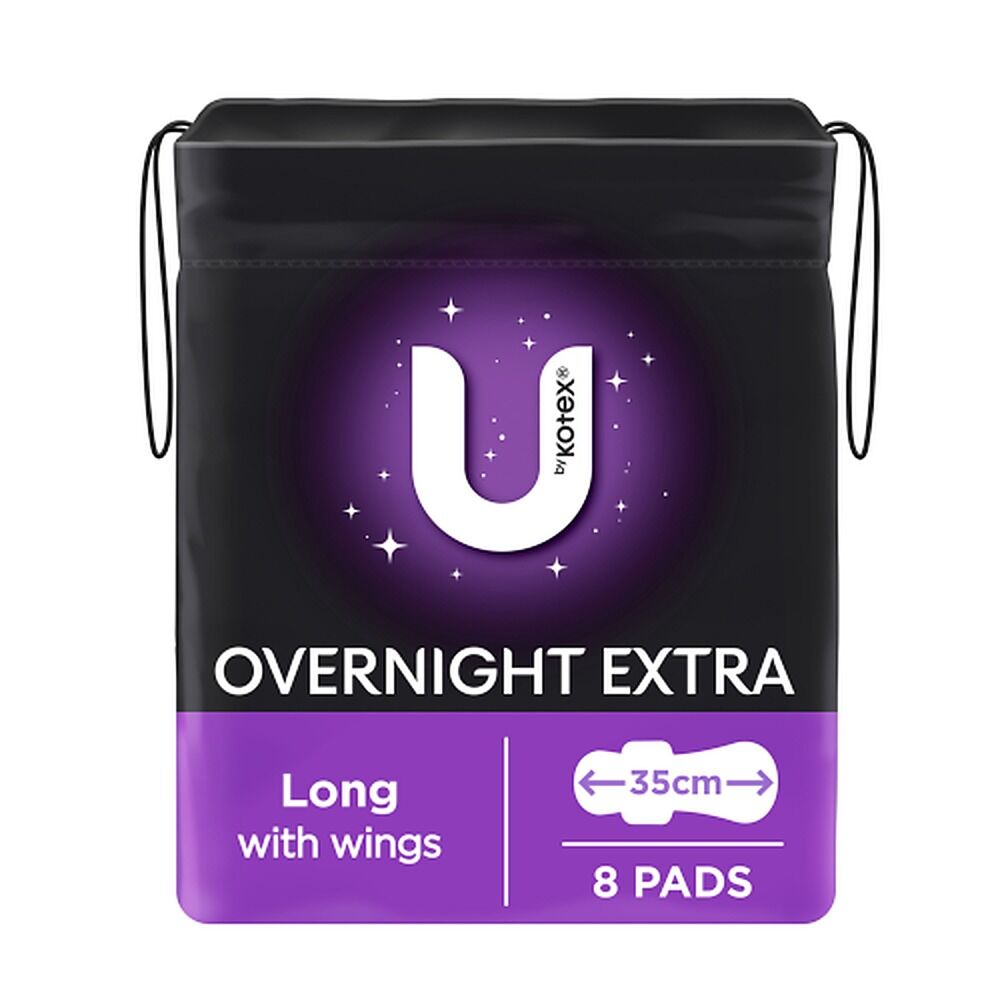 U By Kotex Overnight Extra Long Pads with Wings 8 Pack x 4