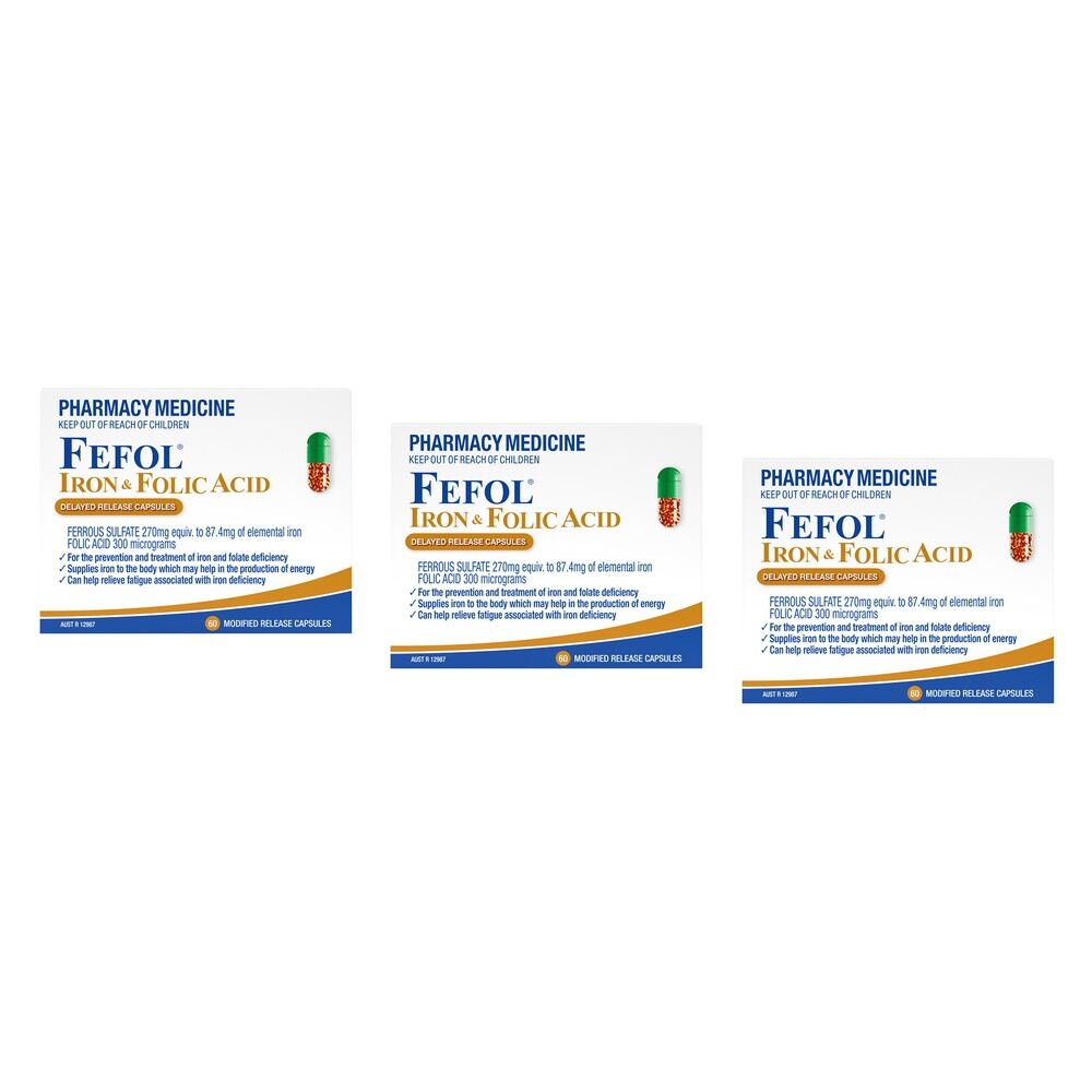 Fefol Iron & Folate Supplement 60 Capsules Pack of 3