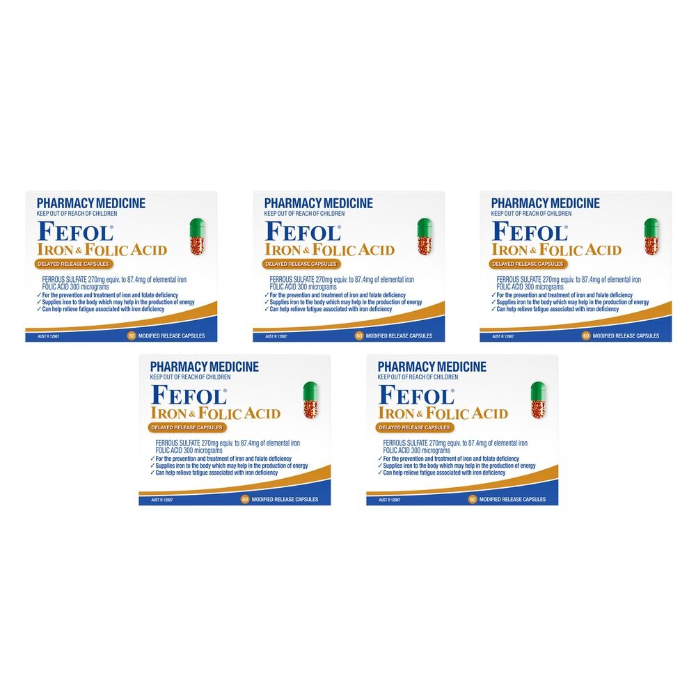 Fefol Iron & Folate Supplement 60 Capsules Pack of 5