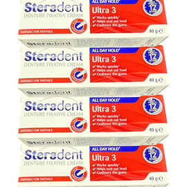 Steradent Denture Fixative Cream Ultra 3 4 Pack 40g Strong Hold