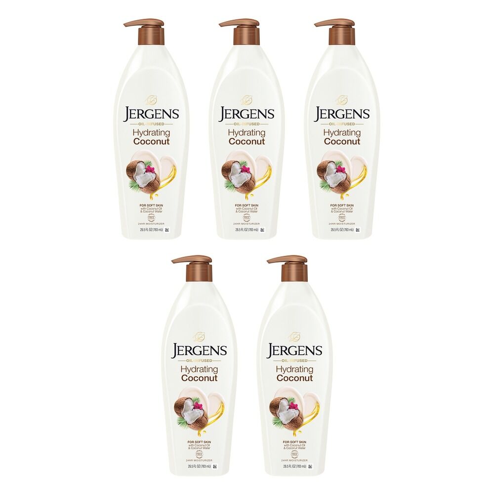 Jergens Oil-Infused Hydrating Coconut Moisturiser 496mL Pack of 5