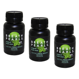 Breath Pearls Large Breath Freshener 150 Pack Bundle of 3