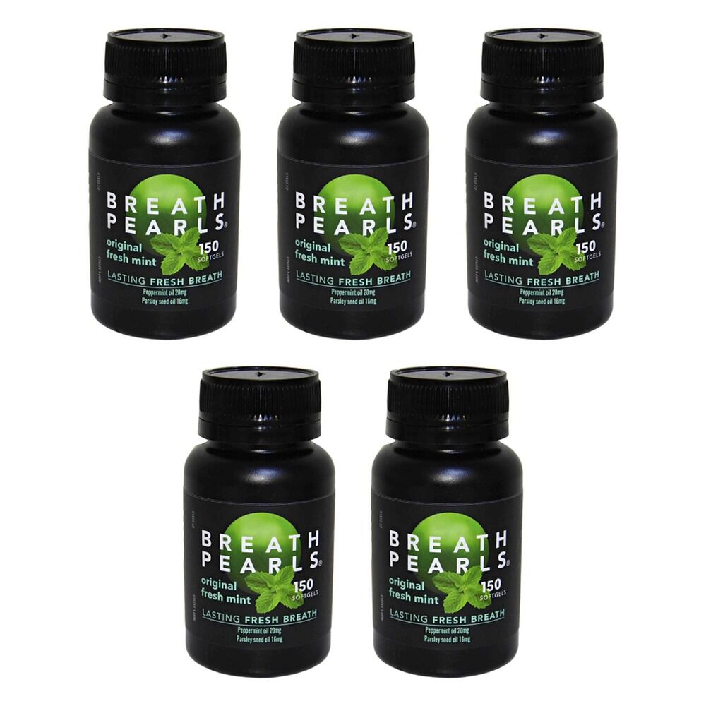 Breath Pearls Large Breath Freshener 150 Pack Bundle of 5