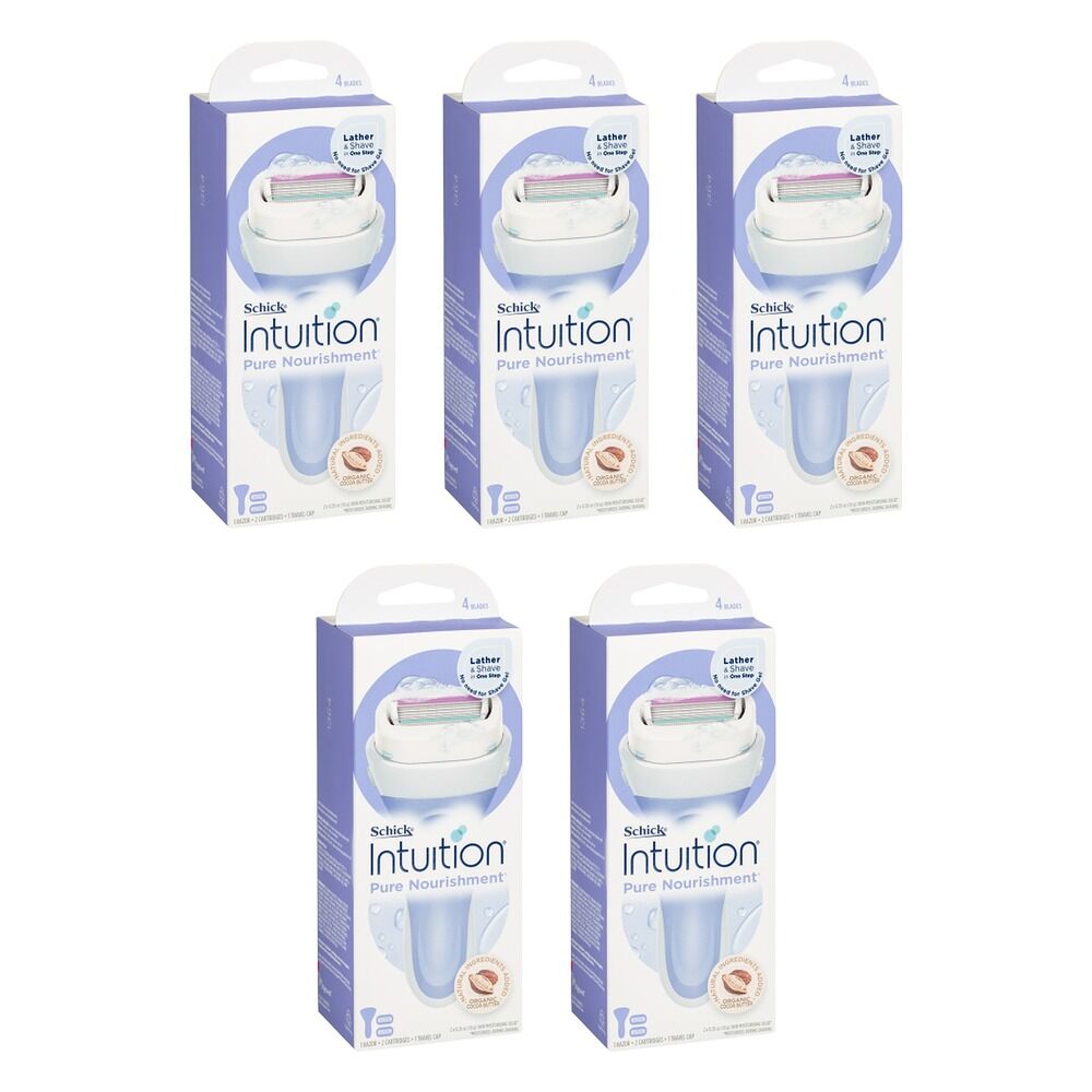Schick Intuition Pure Nourishment Razor Kit with 2 Cartridges Pack of 5