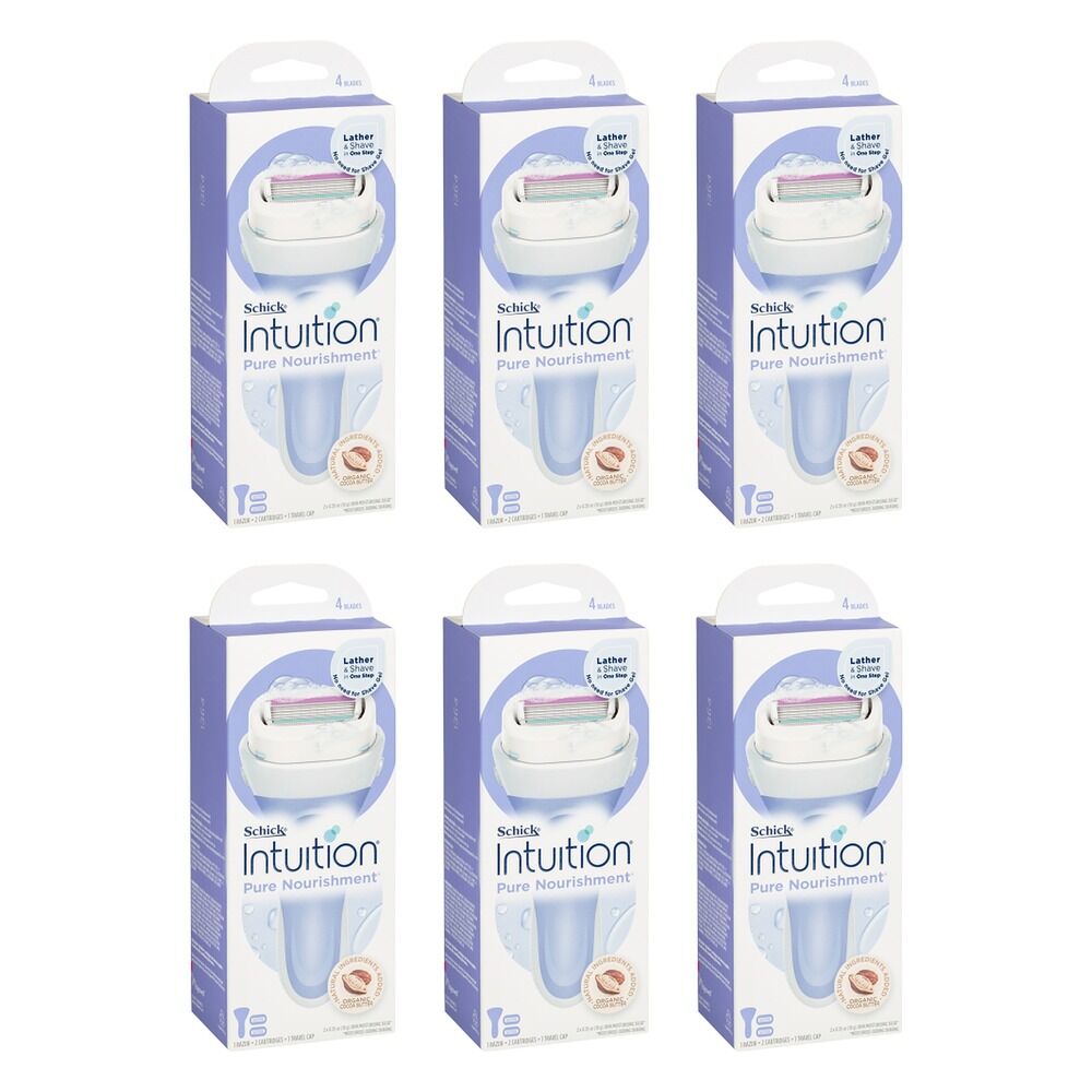 Schick Intuition Pure Nourishment Razor Kit with 2 Cartridges Pack of 6