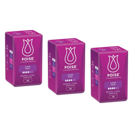Poise Super Hourglass Pads 14 Pack x 6 Bundle of 3