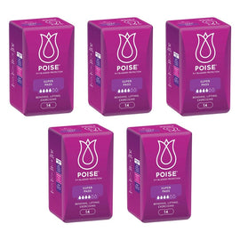 Poise Super Hourglass Pads 14 Pack x 6 Bundle of 5