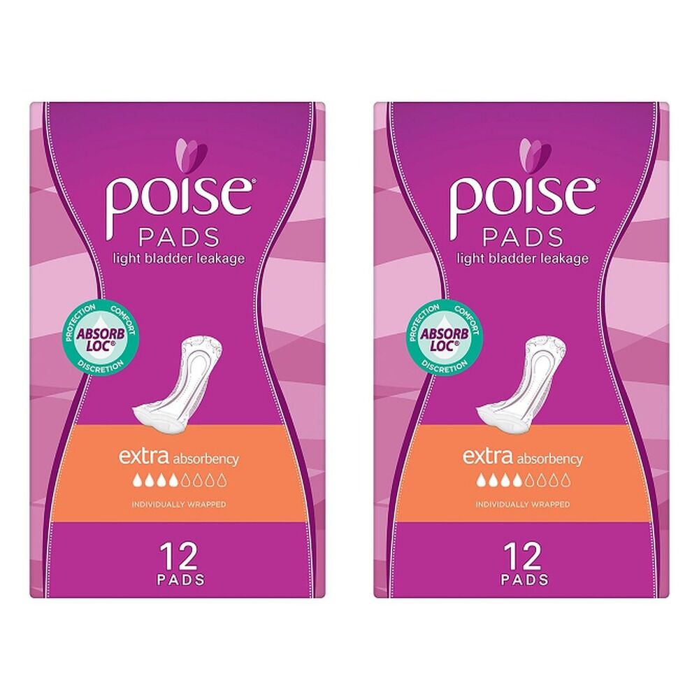 Poise Extra Pads 12 Pack x 6 Bundle of 2