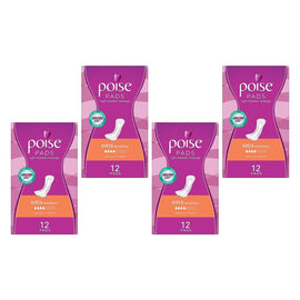Poise Extra Pads 12 Pack x 6 Bundle of 4