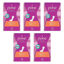 Poise Extra Pads 12 Pack x 6 Bundle of 5