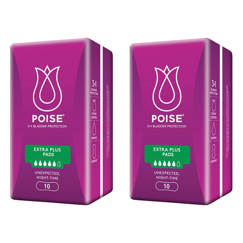 Poise Extra Plus Pads 10 Pack x 6 Bundle of 2
