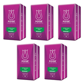 Poise Extra Plus Pads 10 Pack x 6 Bundle of 5