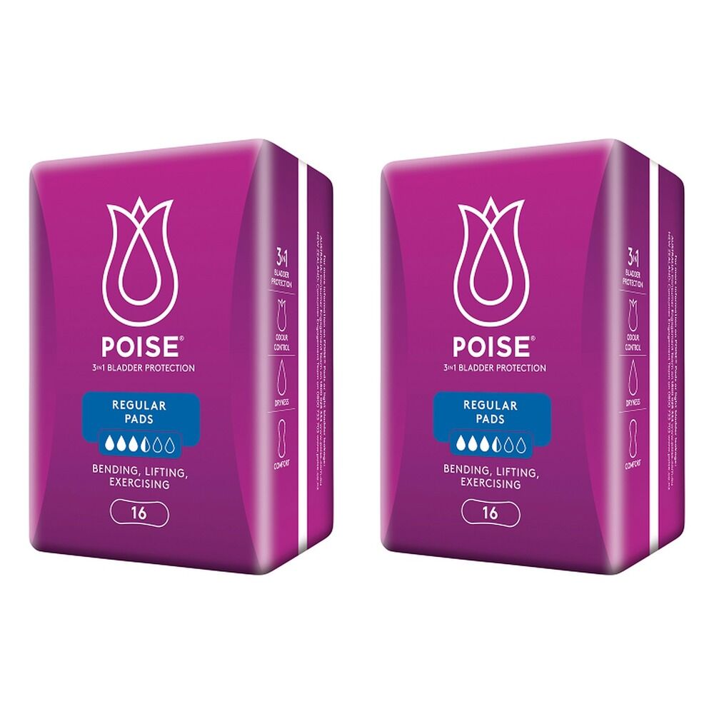 Poise Pads Regular 16 Pack x 6 Bundle of 2