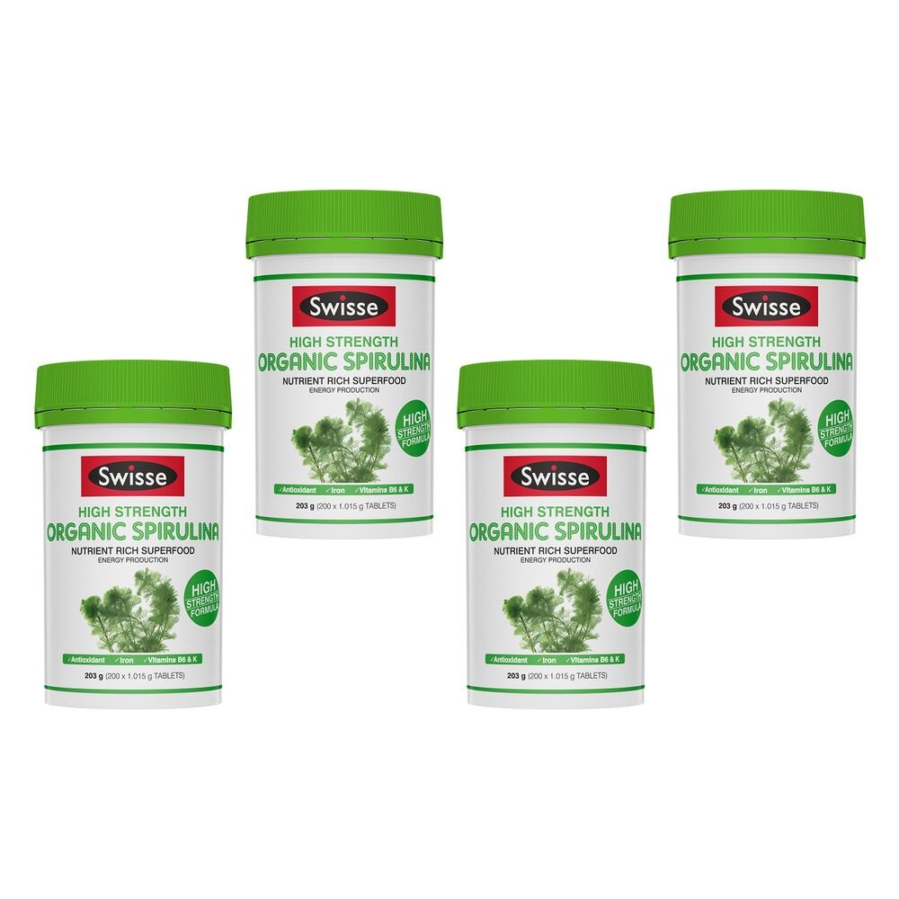 Swisse High Strength Organic Spirulina 200 Tablets Pack of 4