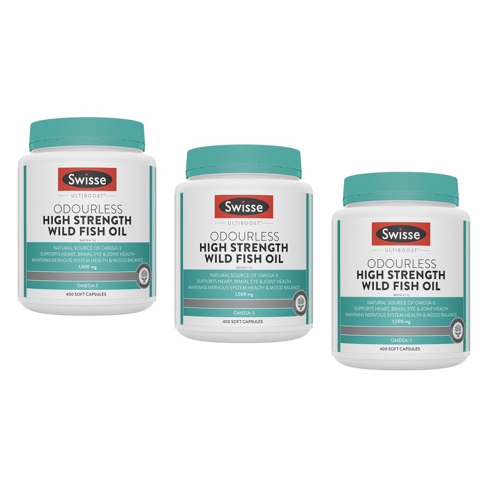 Swisse Ultiboost Odourless High Strength Wild Fish Oil 400 Capsules Pack of 3