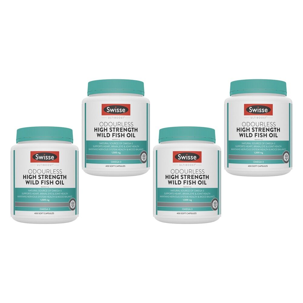 Swisse Ultiboost Odourless High Strength Wild Fish Oil 400 Capsules Pack of 4