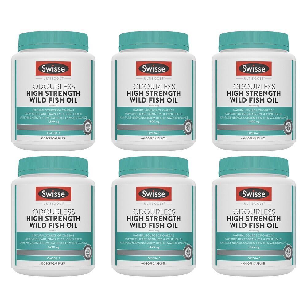 Swisse Ultiboost Odourless High Strength Wild Fish Oil 400 Capsules Pack of 6