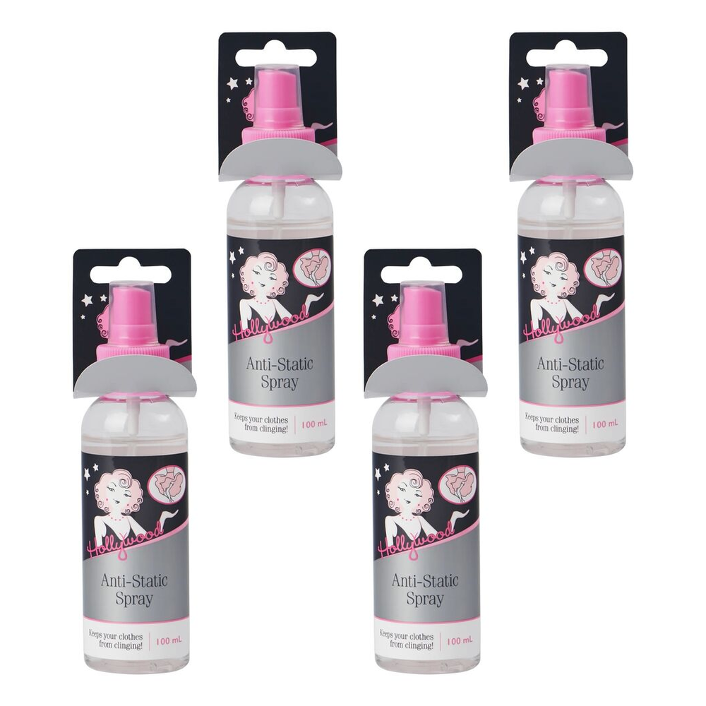 Hollywood Fashion Secrets Anti Static Spray 100ml Clothing Spray Pack of 4