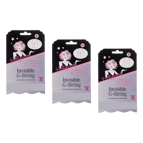 Hollywood Fashion Secrets Invisible G String Reusable Nude No VPL XS/S Pack of 3